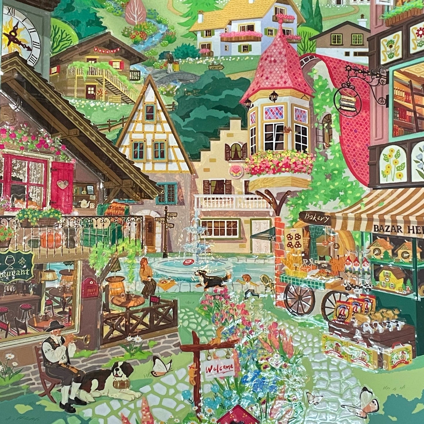 2 Large Diorama Stickers | Kamakura Afternoon & Alpine Town | Free Precision Tweezer & Surprise Gift