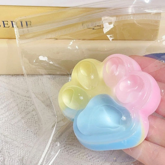 Soft Rainbow Cat Paw Squeeze Toy | Cute Trendy Stress Relief Fidget Toy