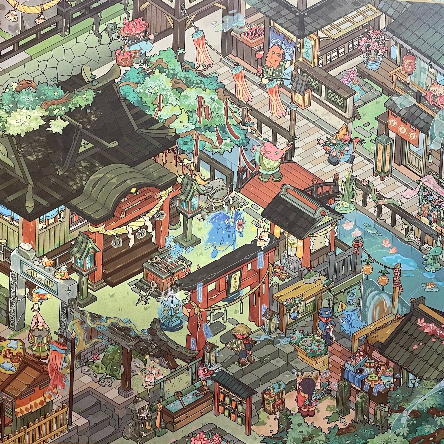 Live Exclusive Scene Sticker River Lantern Fantasy Town