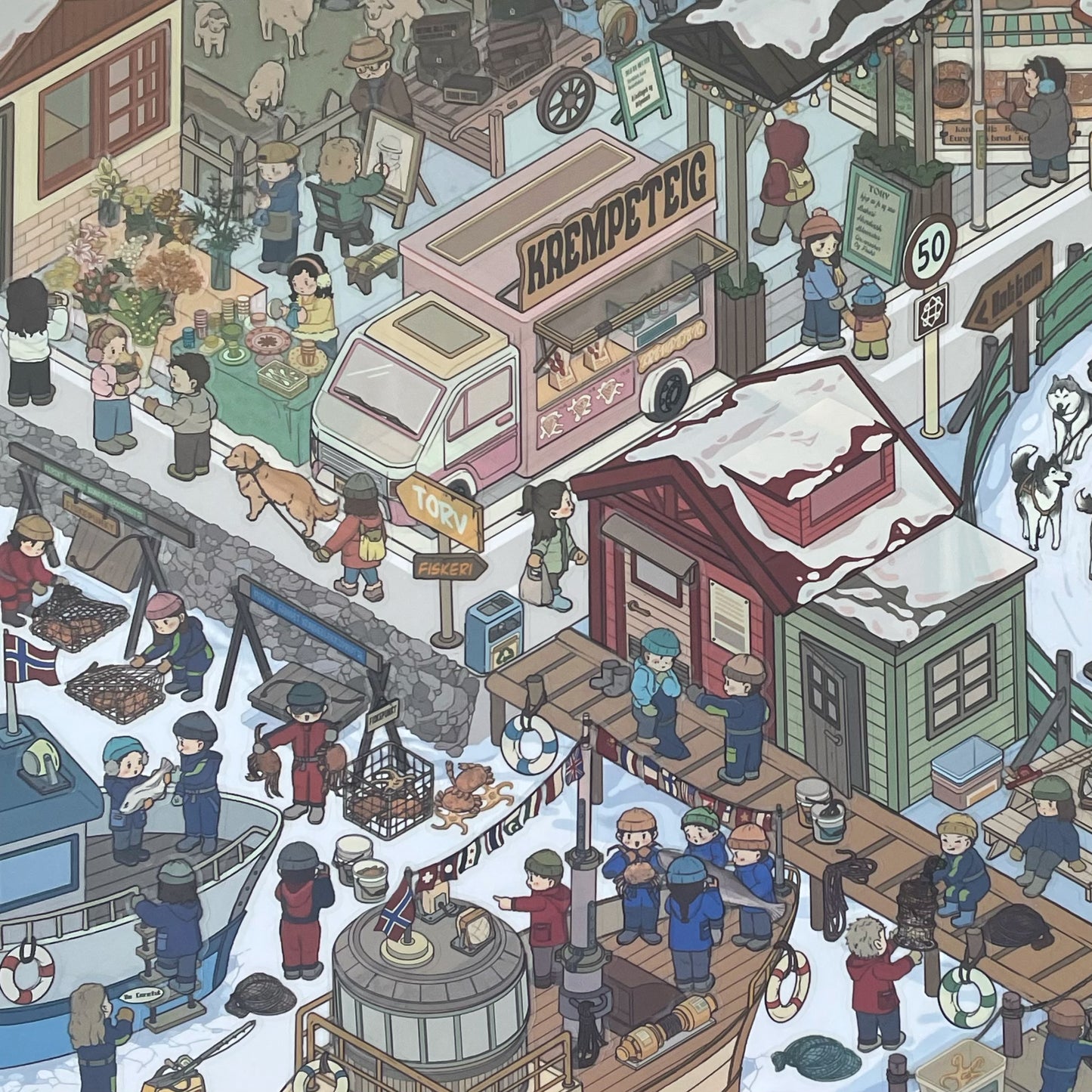 Live Exclusive Diorama Sticker A charming little town in Norway