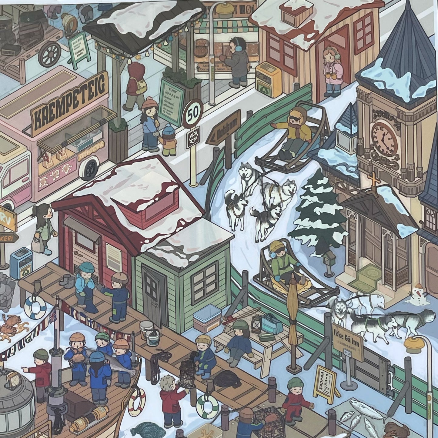 Live Exclusive Diorama Sticker A charming little town in Norway