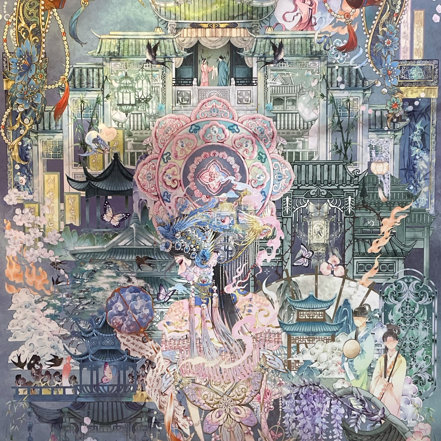 Live Exclusive Li Fugui & Muyao Shell Shimmer PET Diorama Sticker  Pear Garden Mist Special Edition