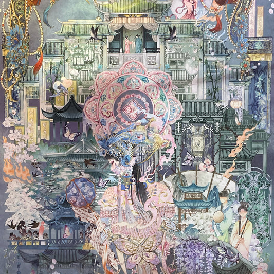 Live Exclusive Li Fugui & Muyao Shell Shimmer PET Diorama Sticker  Pear Garden Mist Special Edition